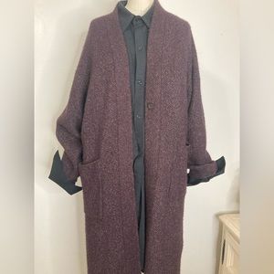Burgundy longline sweater coat chunky cardigan Uniqlo